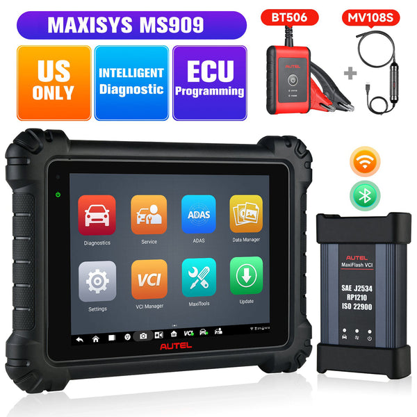 Autel MaxiSys MS909 Intelligent Diagnostic Scanner Same as Ultra/ MS919 with Topology Module Mapping, J2534 ECU Programming & Coding, Bi-Directional Control, 36+ Special Services