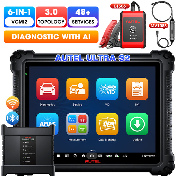 Autel MaxiSys Ultra S2 Diagnostic Scanner Tablet With AI, 6-IN-1 VCMI2, Topology 3.0, Enhanced Oscilloscope, 48+ Services, Upgraded from Autel Ultra (US Shipping Only)