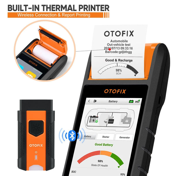 OTOFIX BT1 Car Battery Tester w/ Printer 6V/12V/24V Battery Load Analyzer With BMS Reset and All System Diagnostic